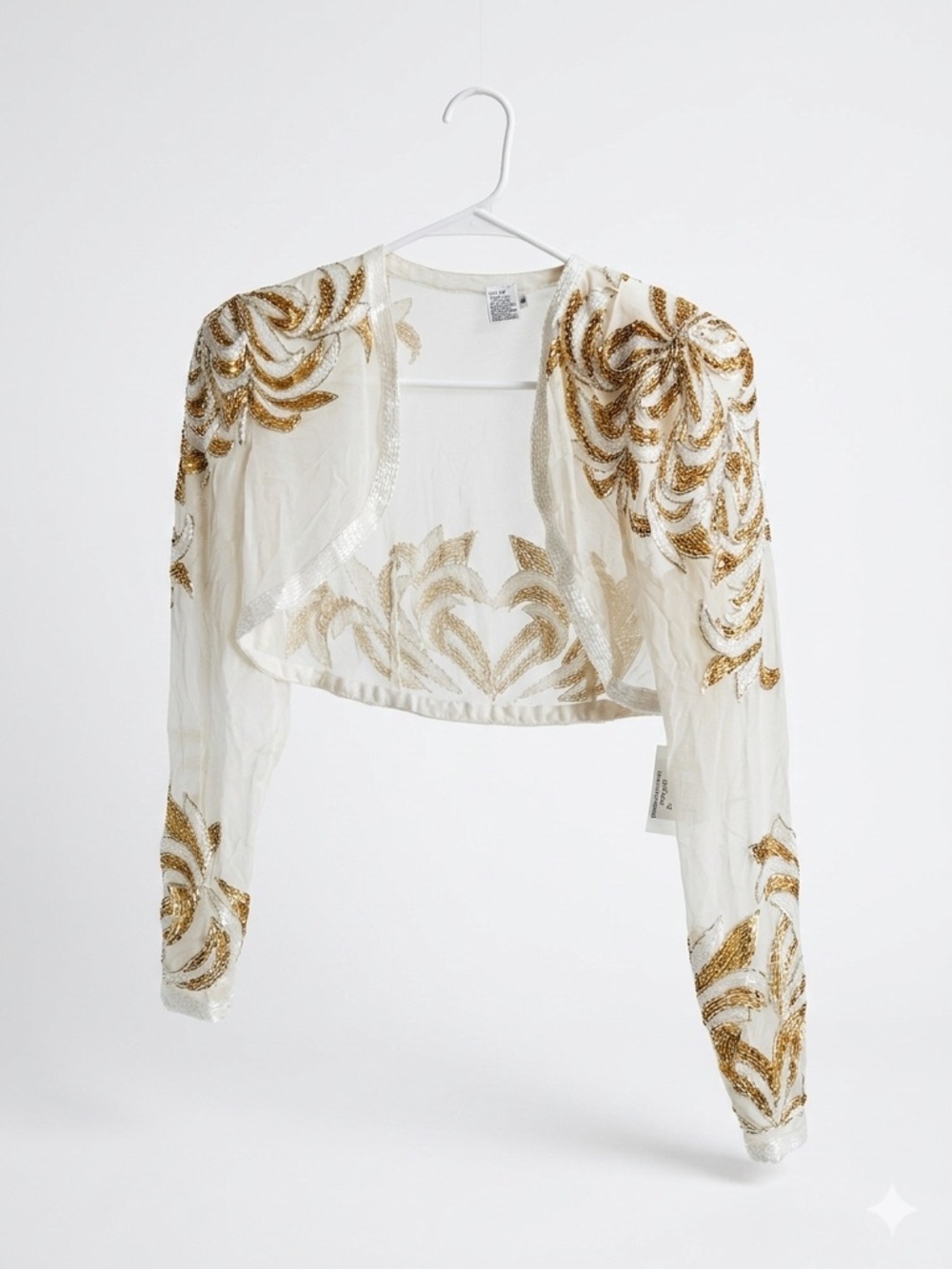 Vintage 80s/90s Lillie Rubin Silk Heavily Beaded & Sequined Shrug Boho Glam